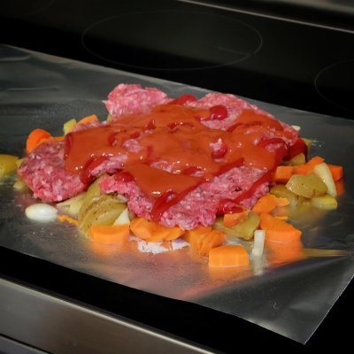 Beef, potato, carrots, and onion hobo meals.