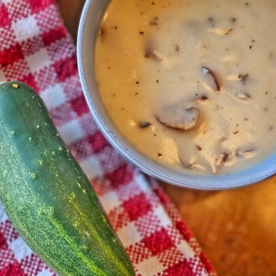 Homemade cream of mushroom soup.