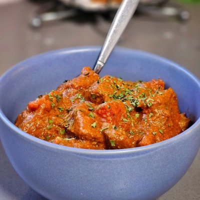 Homemade beef vindaloo.